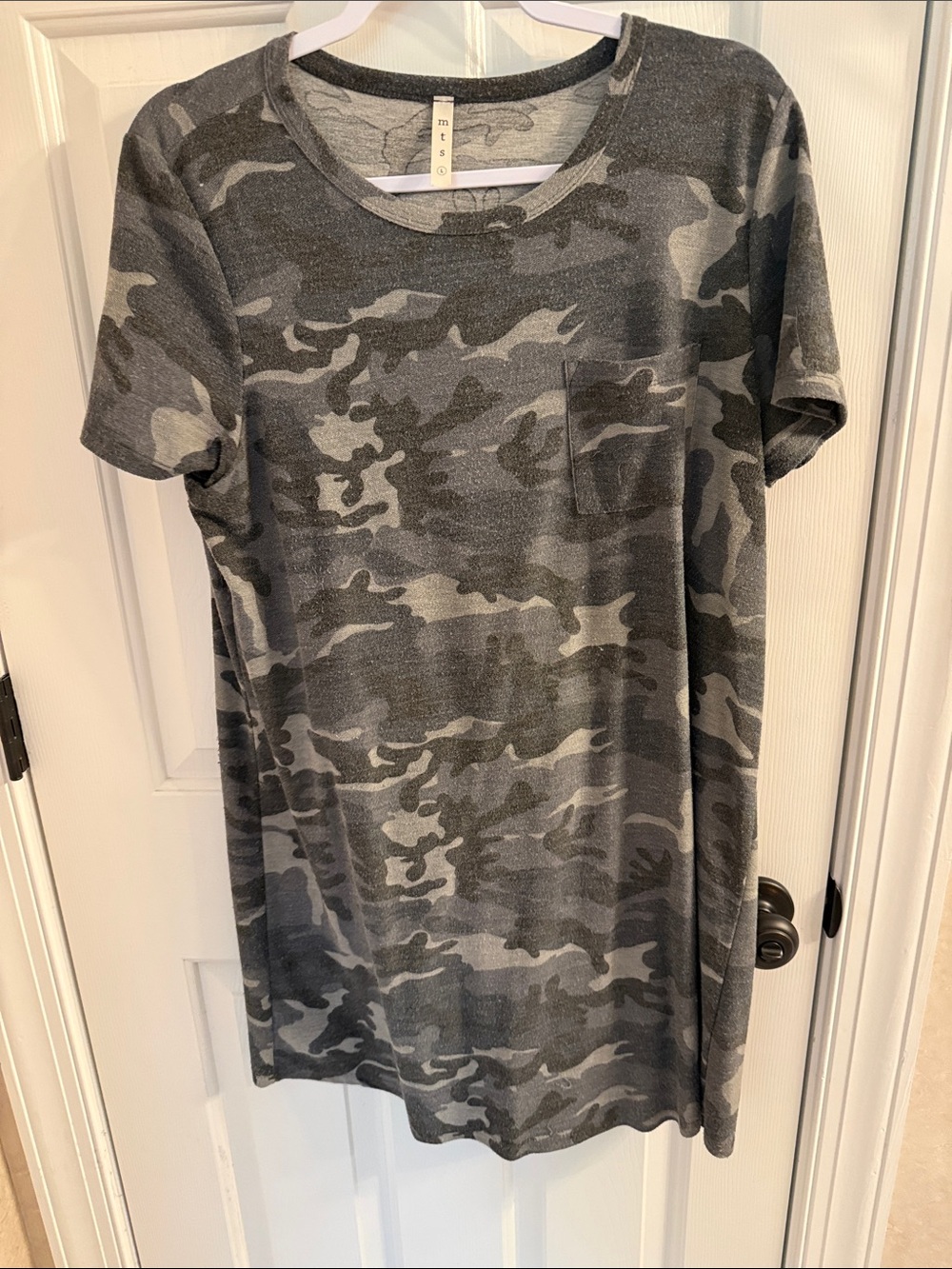 Gray Camo Pocket T-Shirt Dress